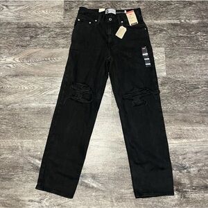 Levi's Black Silver Tab ‘94 Baggy Mid Rise Distressed Straight Leg Jeans 28/31